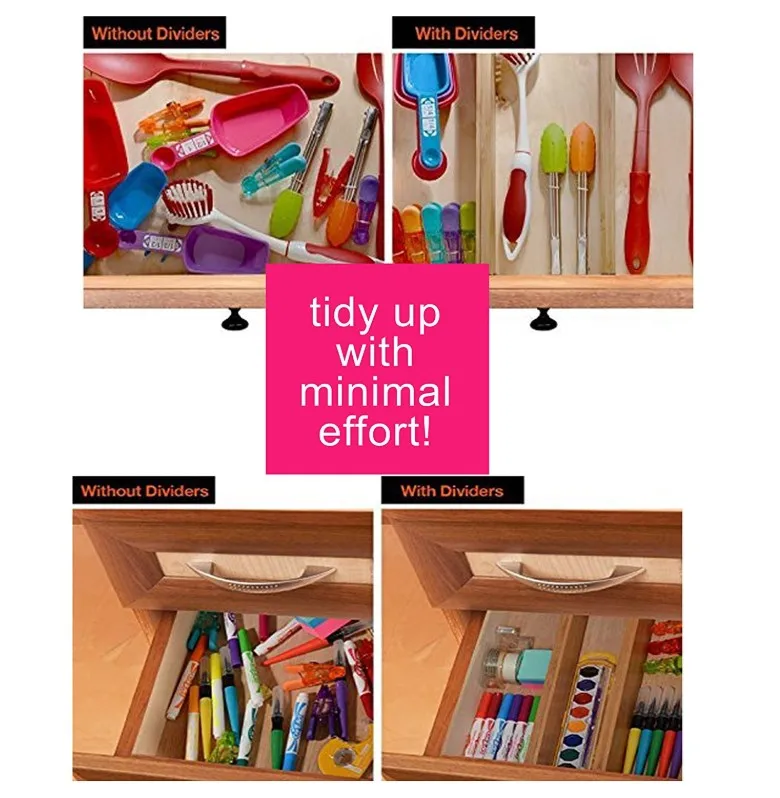 
Adjustable Drawer Expandable Organizer Kitchen Bamboo Drawer Dividers Organizer 