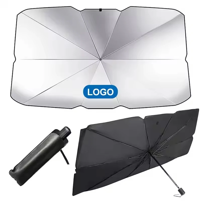 Folding retractable car windscreen sunshade silver-plated UV heat-insulating front windscreen parasol