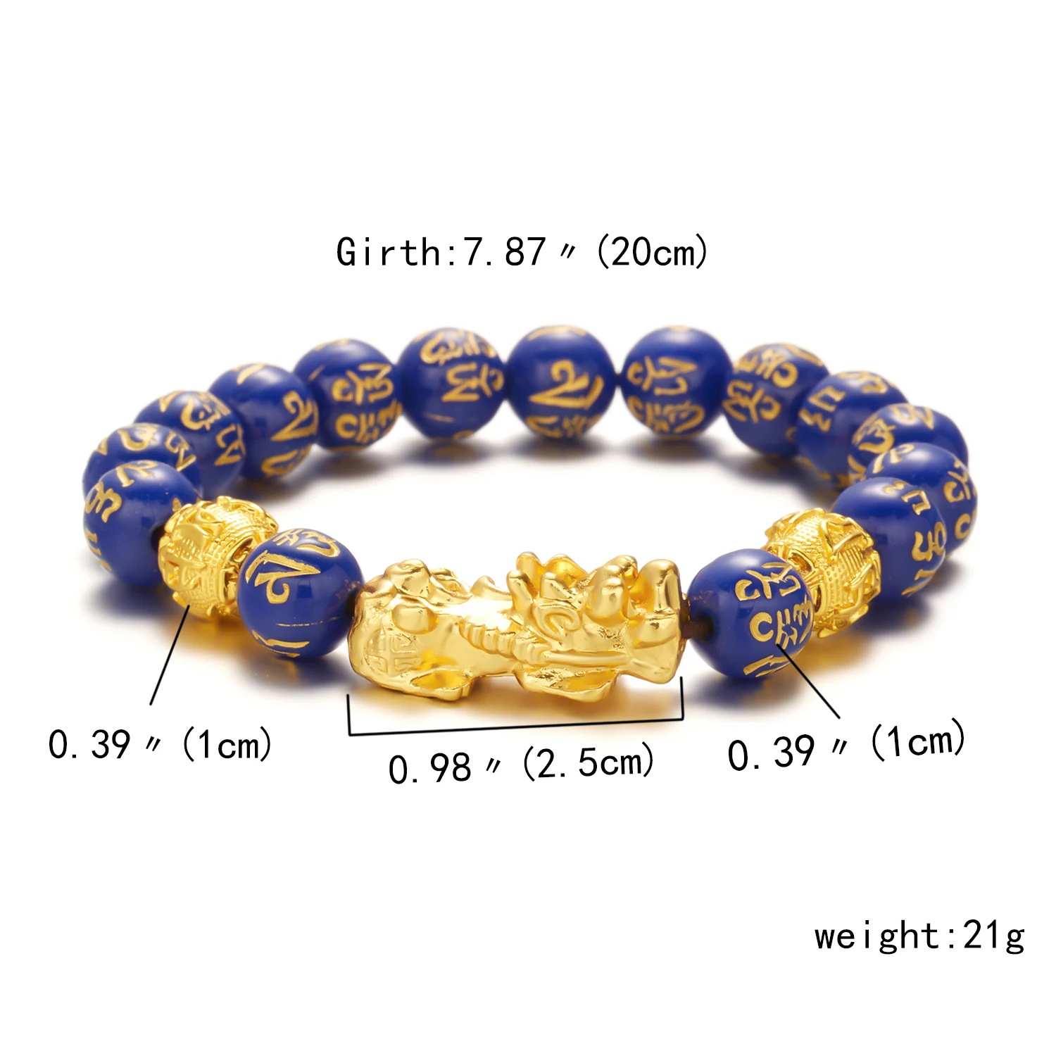 Fashion Golden Pixiu Six-character Mantra Buddhist Bead Bracelet Crystal Evil Lucky Pixiu Feng Shui Bracelet