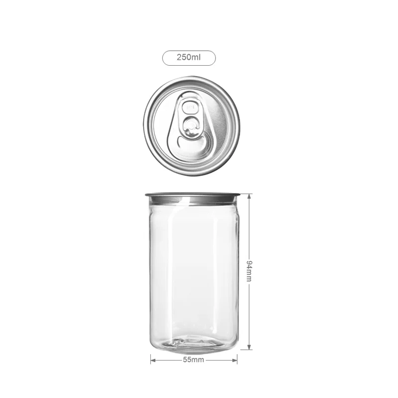 500ml Easy Open lid PET Can Plastic Bottles Disposable drink bottle packaging for milk tea beverage soda can with sealed