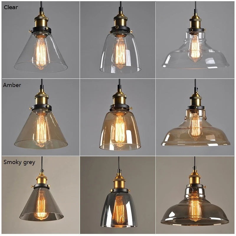 Hot Sales American Amber Glass Chandelier Vintage Pendant Lamp E27 Edison Light Bulb Dinning room Kitchen Decor Pendant Light
