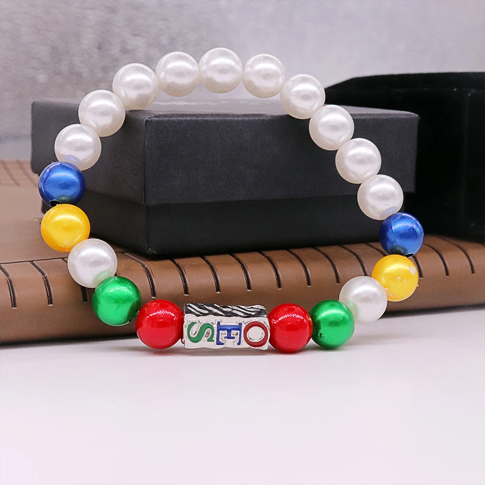 2024 New Arrival Masonic Jewelry Order Of The Eastern Star Design Colors Peal Making Beaded OES Ladies Elastic Bracelet