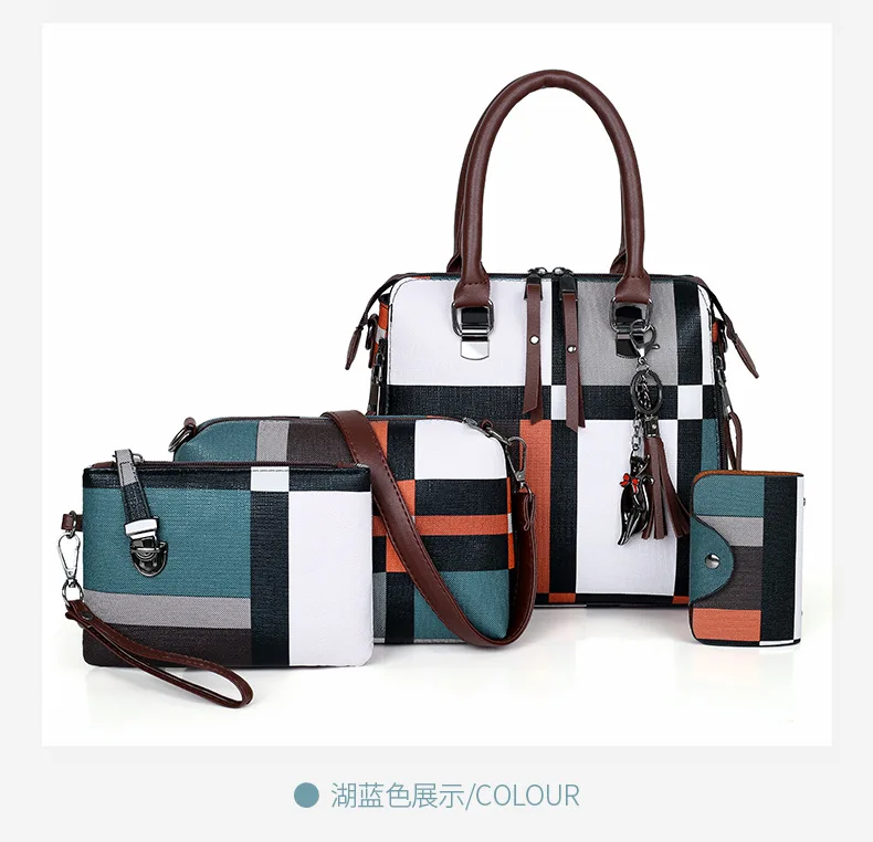 
Ladies High Quality Leather Shoulder Messenger Bag Tote Bag 4pcs/Set Women Composite Bag 