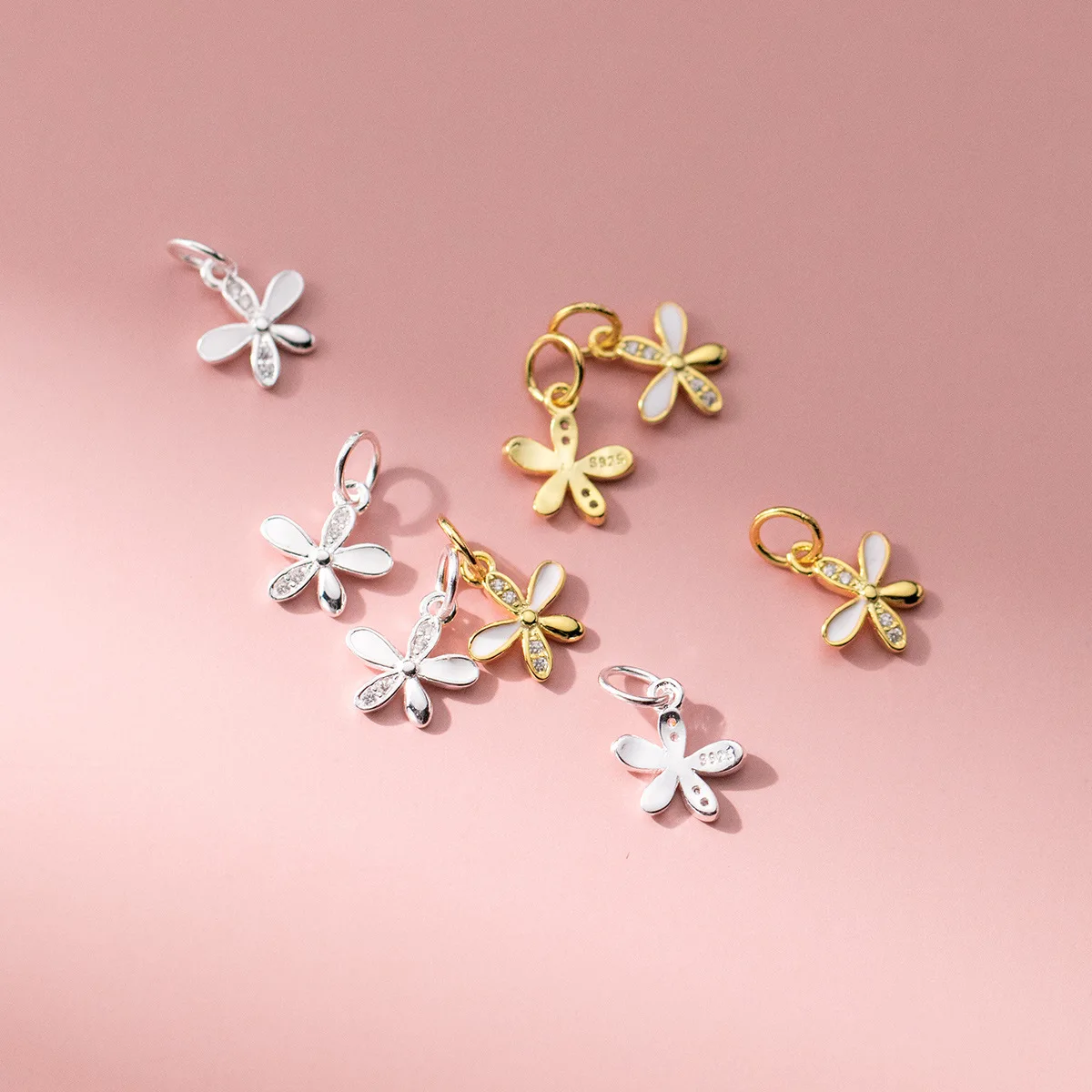 Fashion S925 Sterling Silver Epoxy Flower Charms Pendants for Anti Tarnish  Jewelry Necklace Making