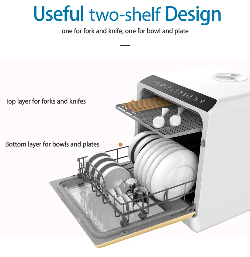 Household Electric Kitchen 4 Sets Table Top Compact Dishwahser Smart Countertop Dishwasher