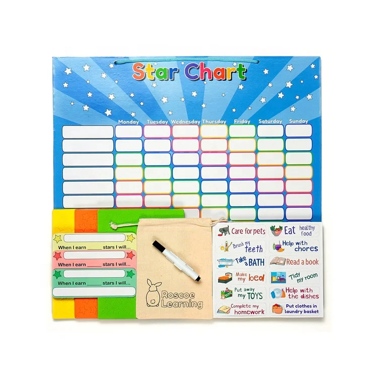 hot sells high quality educational magnet toy  Customs Reward Star Chart board for children 400*320mm