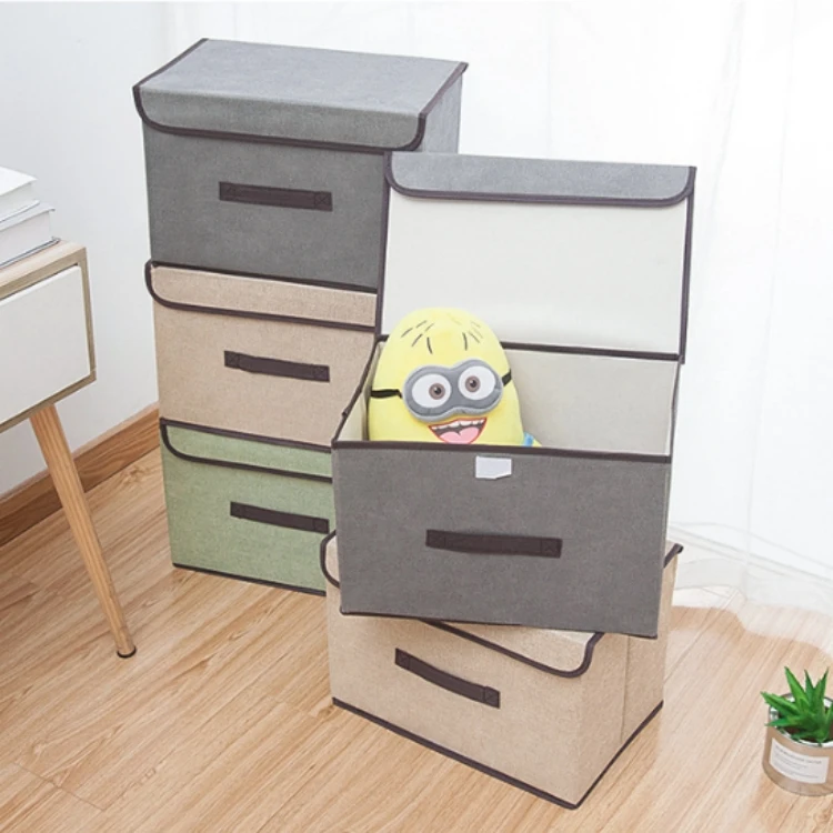 Modern Nonwoven Fabric Storage Organizer Flip-Top Lid and Handle Foldable Stackable Closet for Clothing Organization