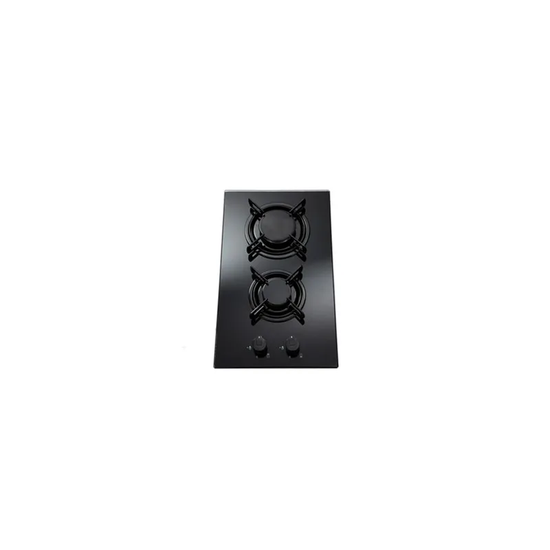 Black gas stove hob with enameled steel pan support