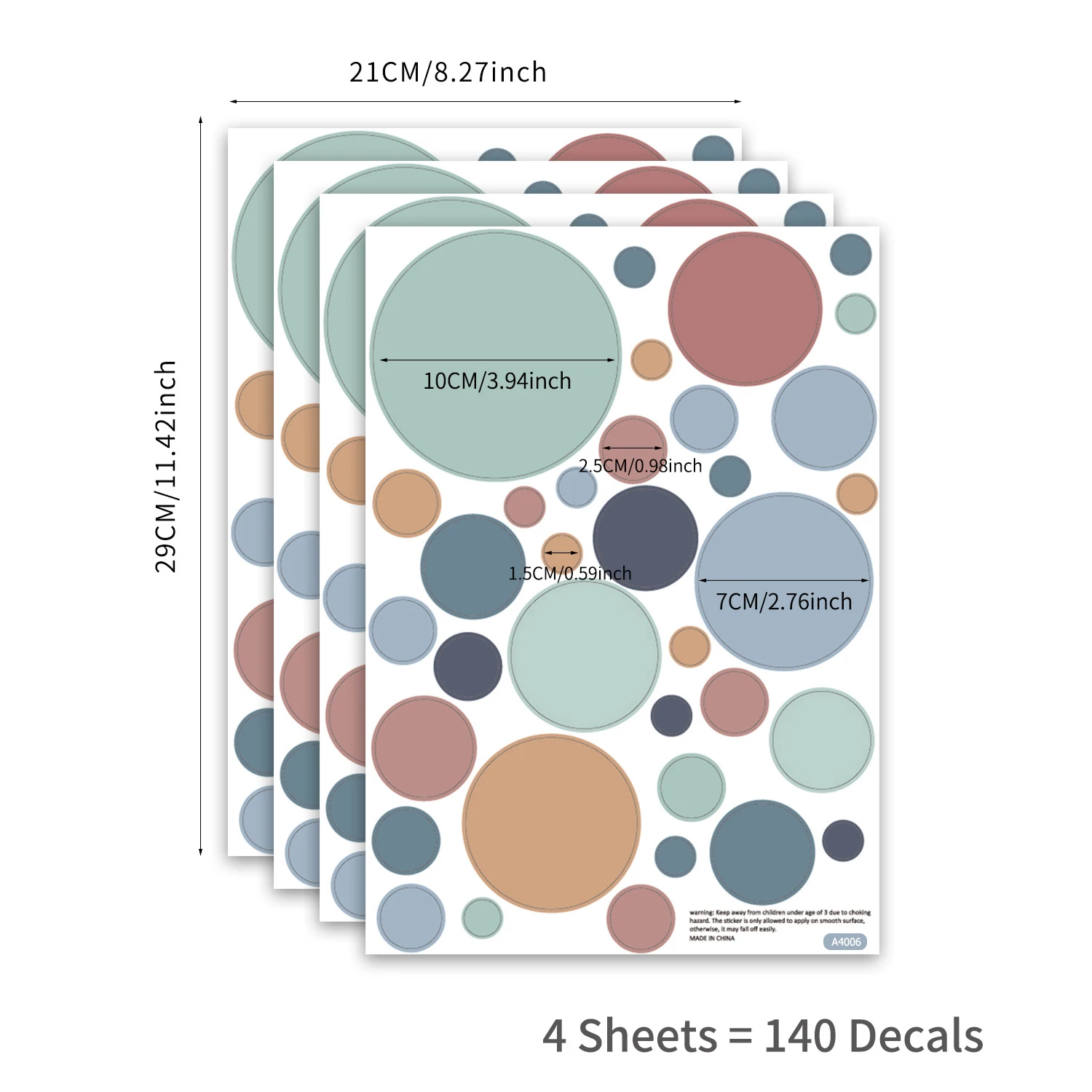 4pc/set self adhesive colorful transparent pvc dot wall stickers 3d home decoration