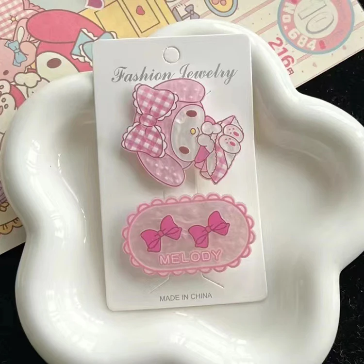 2PCS -SET cartoon acrylic Hairpins for girl cute Kulomi crocodile clip kids hair accessories