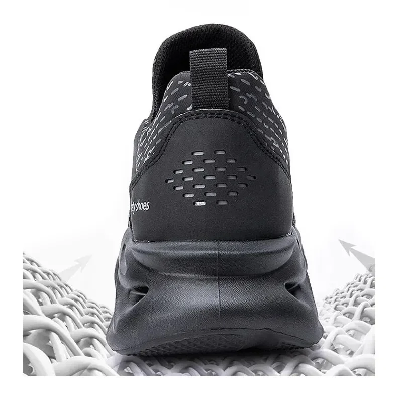 Style fashion light weight Slip resistant Rubber soft sole composite toe knitted safety shoes for industrial worker