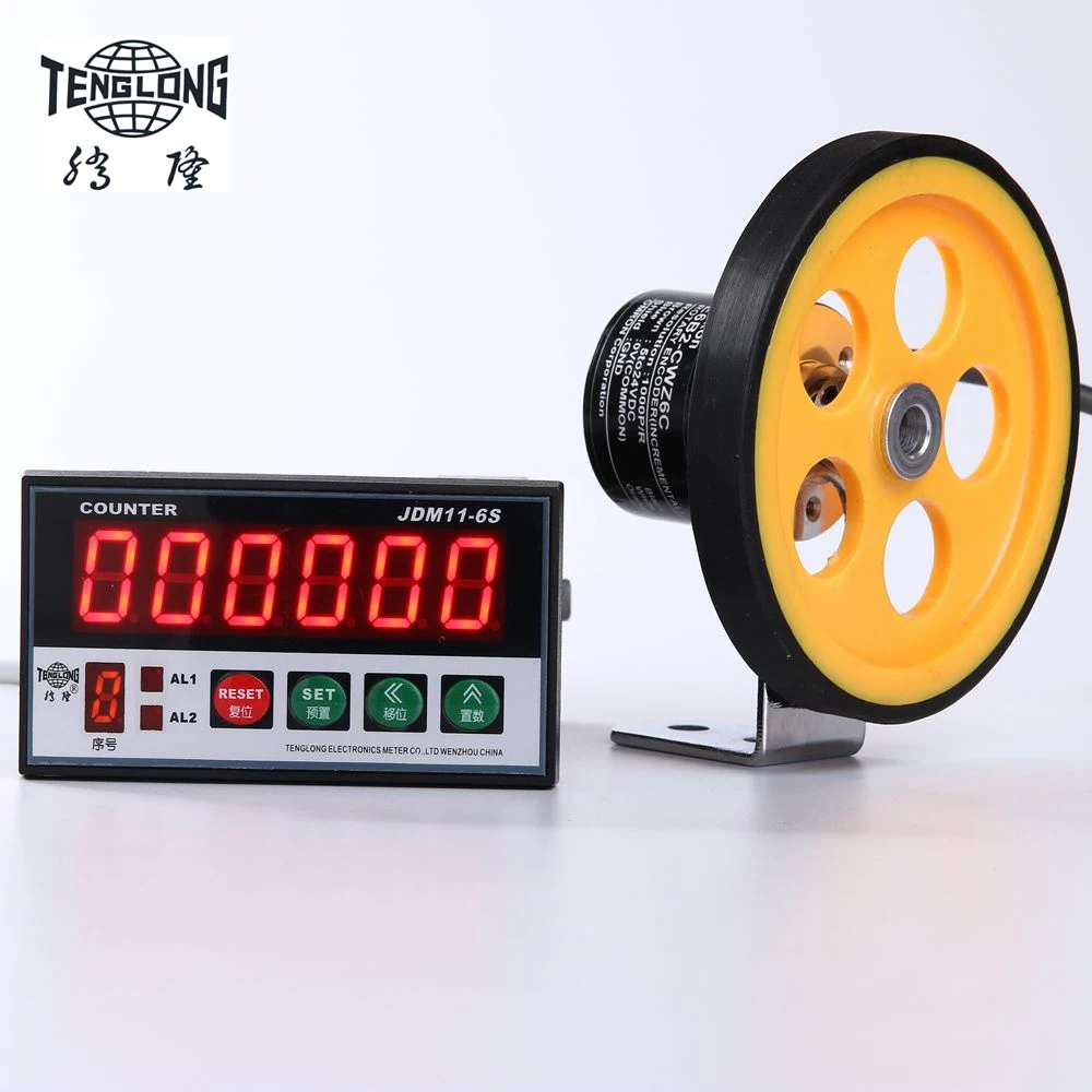 Length Meter Counter with Encoder  and control box Length controller Roller-Type Digital Length Meter with Alarm Function 110V