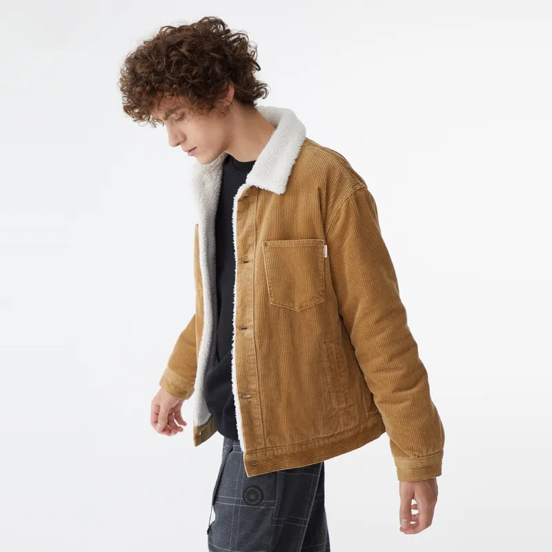 High Quality OEM Clothing Manufacturers Mens Warm Winter Jacket Corduroy Sherpa Trucker Jacket