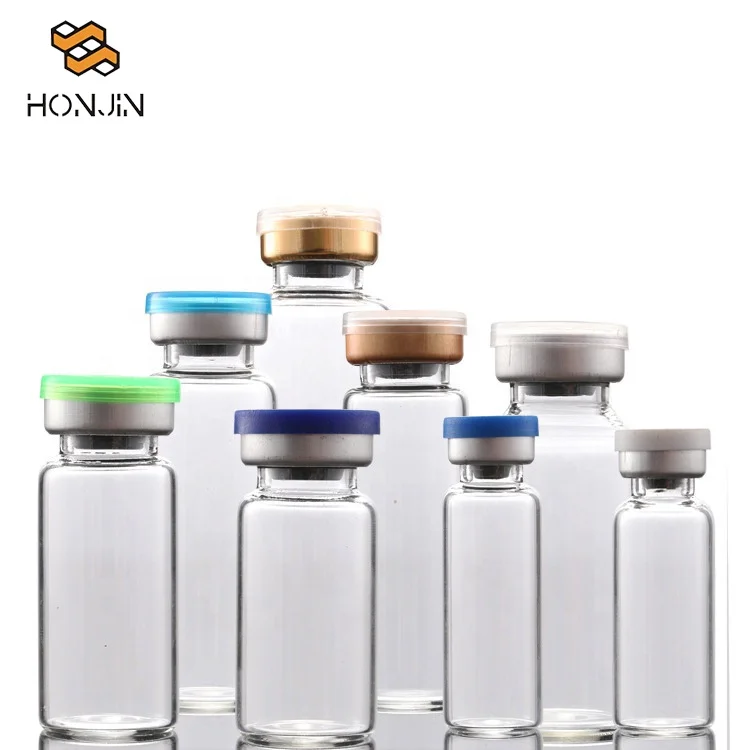 Empty Amber Clear sterile 5ml 7ml 10ml pharmaceutical tubular Glass Vials for Injection with Rubber Stopper Flip Tear off Caps