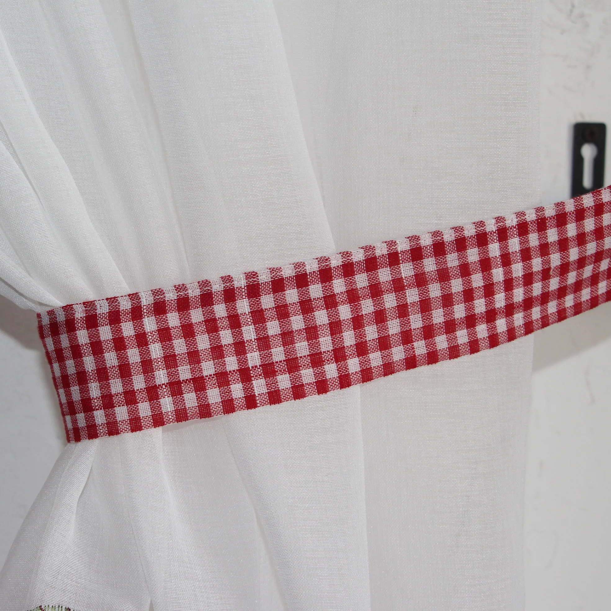 Embroidered kitchen curtains, polyester bamboo semi blackout curtains, no punching printing required