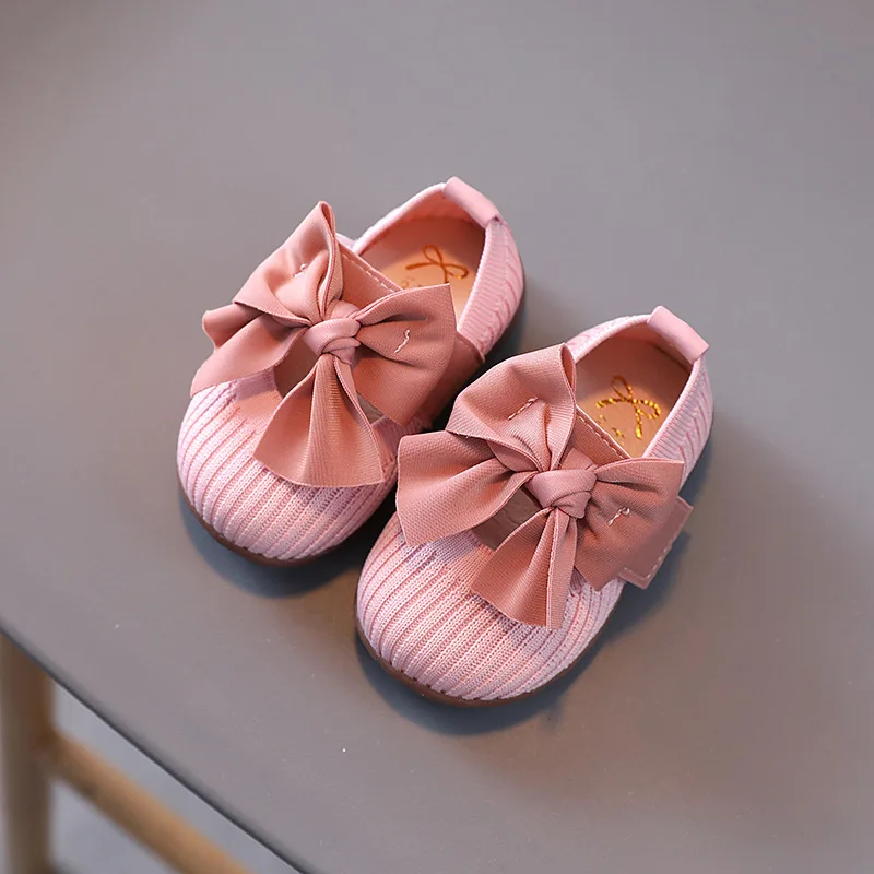 2024 Hot Selling High Quality Mary Jane Style Toddler Girl Shoes Cute Bowknot 1-3 Years Flat Anti-slip Crib Shoes