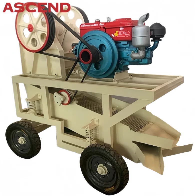 Portable stone crushing machine PE150*250 PE250*400 PE200*300 mobile jaw crusher to break marble gravel hardness stone