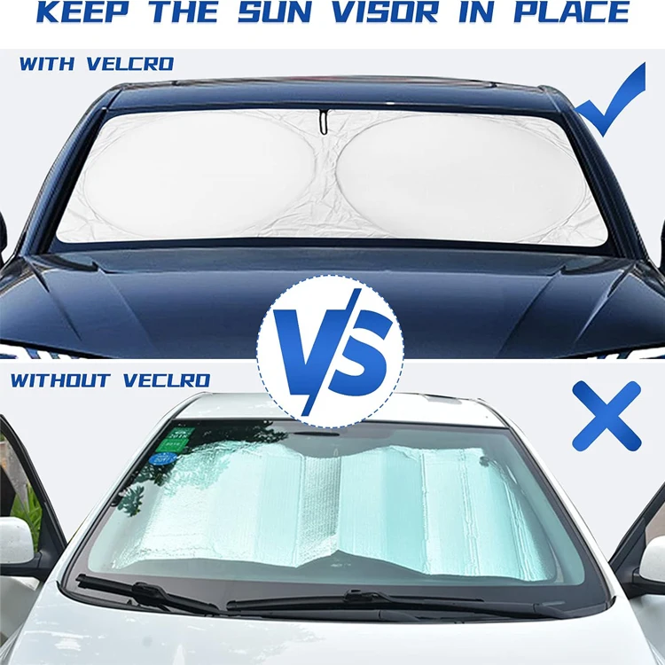 210T Reflective Polyester Foldable Car Sun Visor Car Windshield Sunshade with Storage Pouch