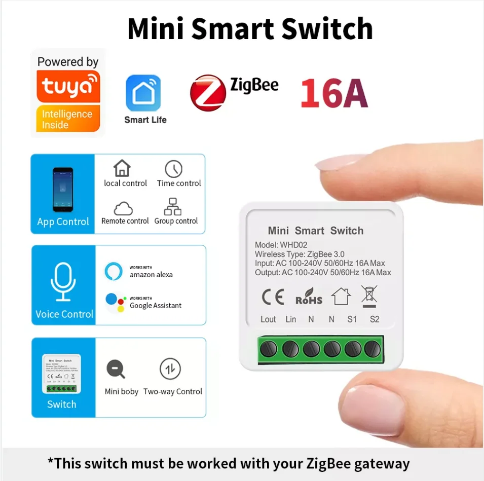 Модуль переключателя света Tuya Zigbee 3 0 1 клавиша 2 клавиши 3/4 канала работает с Amazon Alexa