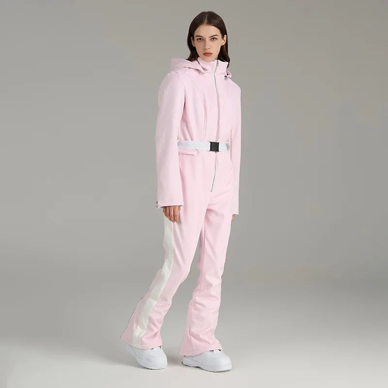 Hot Selling Classical Color Fashionable Warm Hooded Fitted Ski Suit Durable Snowsuit One Piece Best Ski Clothes For Women
