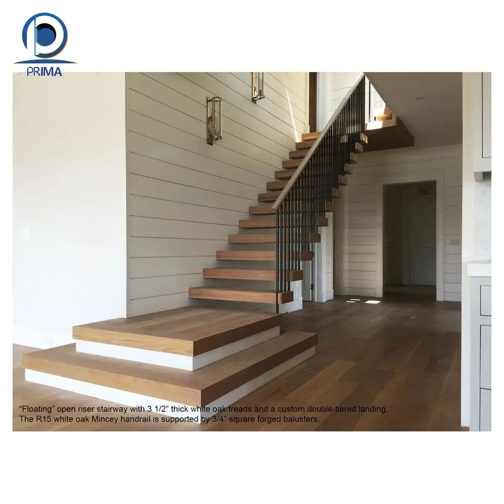Prima Customized Style Simple Staircase Designs Galvanized Stair Treads with Perforated Metal Anti Slip Stair Treads Staircase