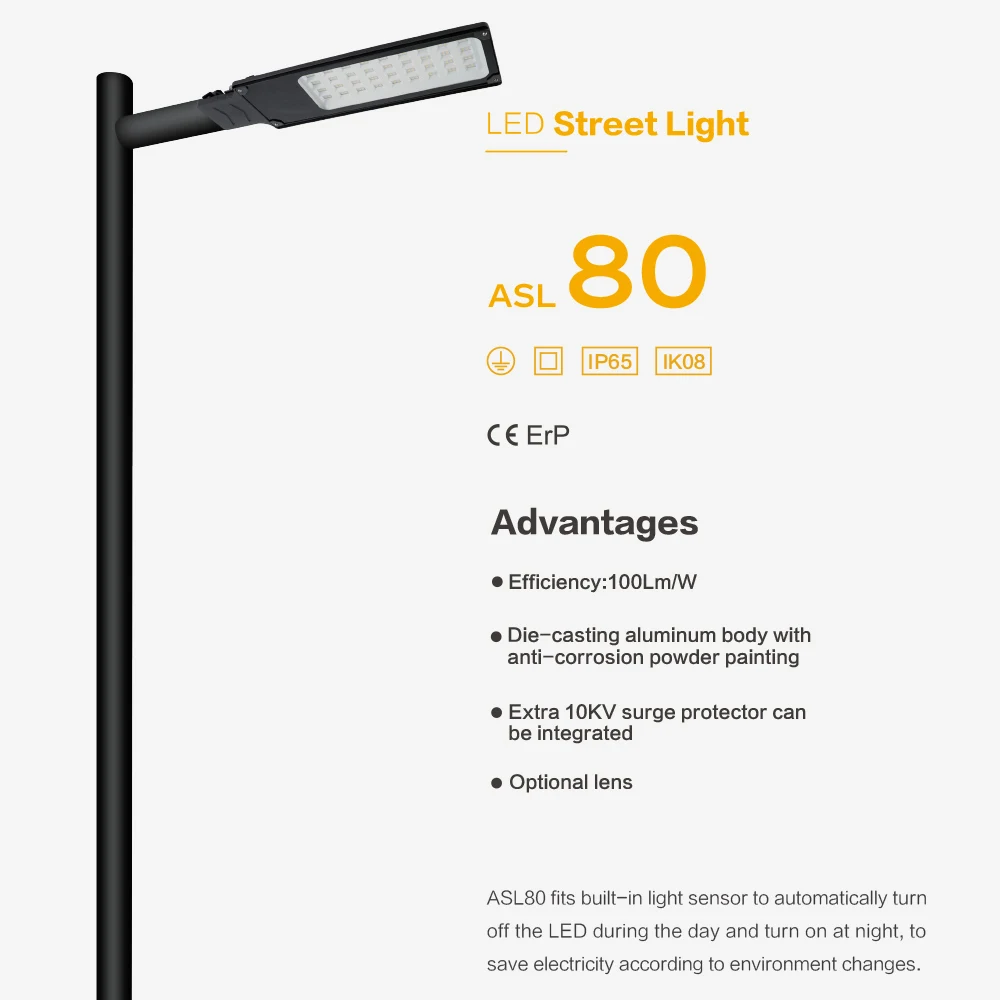 55 Watts street light led luminaires with surge protection