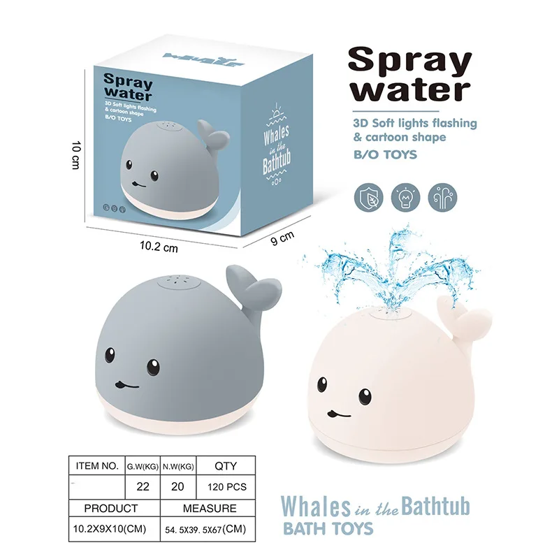 Creative cute Bath Toys Light Up Water Spraying Whale Squirt Toy LED Bathtub Shower Pool light Bathroom Toy for Baby