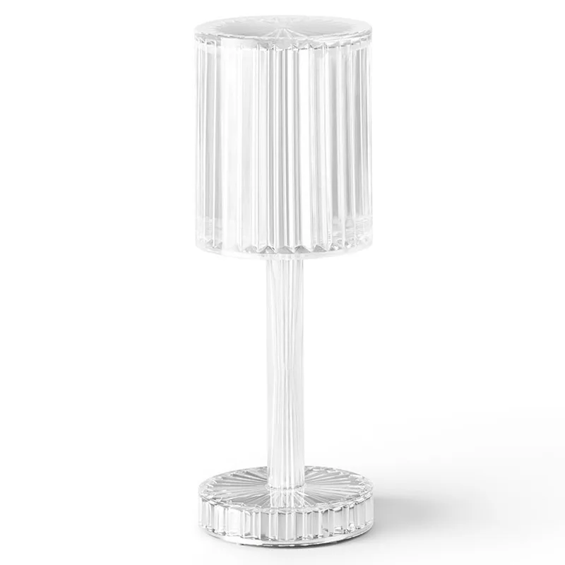  Modern Luxury Crystal Aurora Clear Dining Lamps Cordless Restaurant Table Lamp With Rechargeable Battery