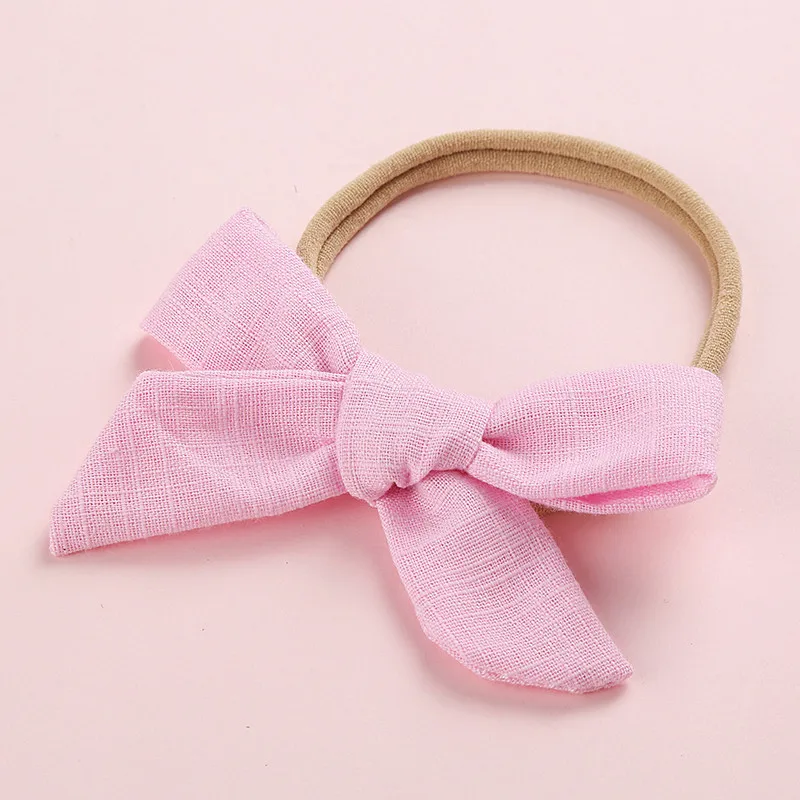 Multicolor Cotton and Linen Bow Headband, Handmade Baby Seamless Headband