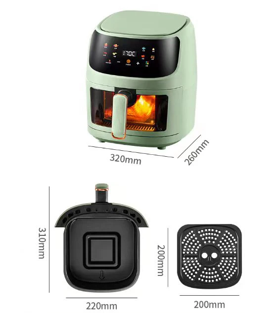 sliver crest 8L air fryer multi-function super-heated electric air fryer digital control oil free air frier with viewing window