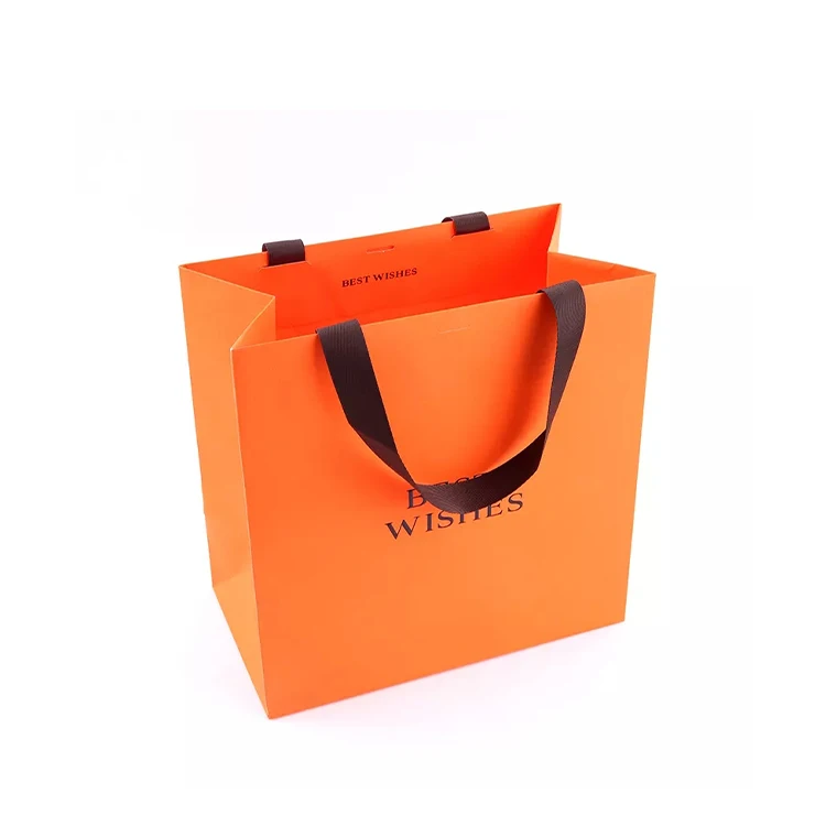 Your Own Logo Boutique Clothing Packaging Bag Garment Shopping Gift Paper Bags With Ribbon Handle