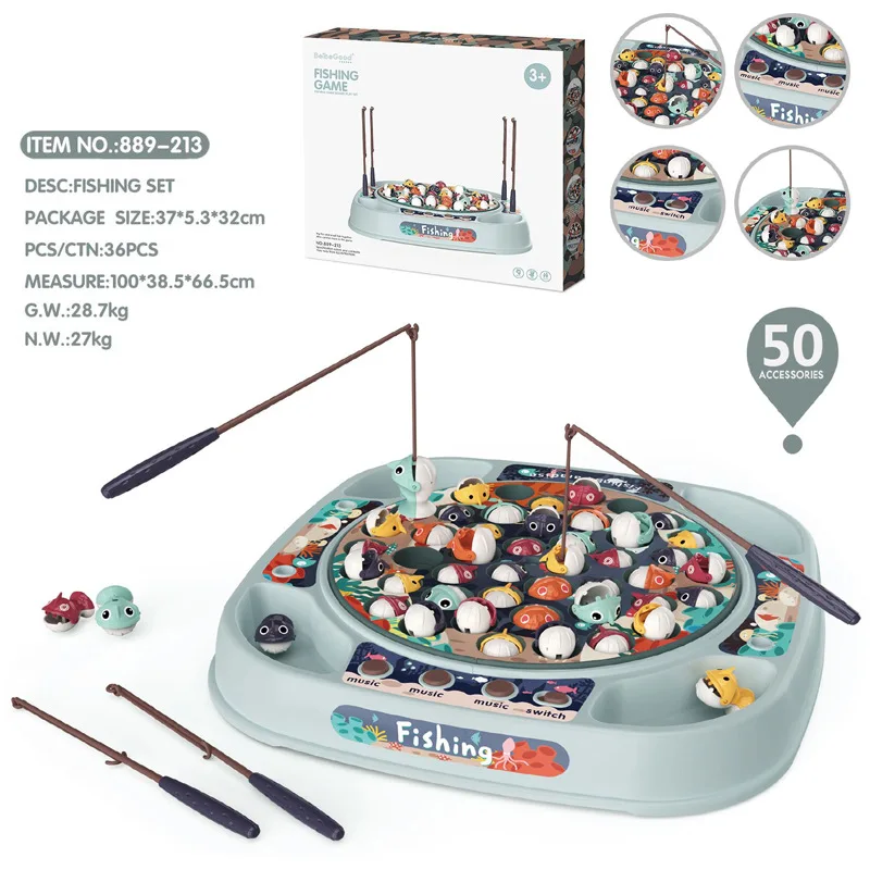 Unisex Electric Simulated Baby Fishing Toy with Rotating Music & Lighting for Parent-Child Interaction Made of Durable Plastic