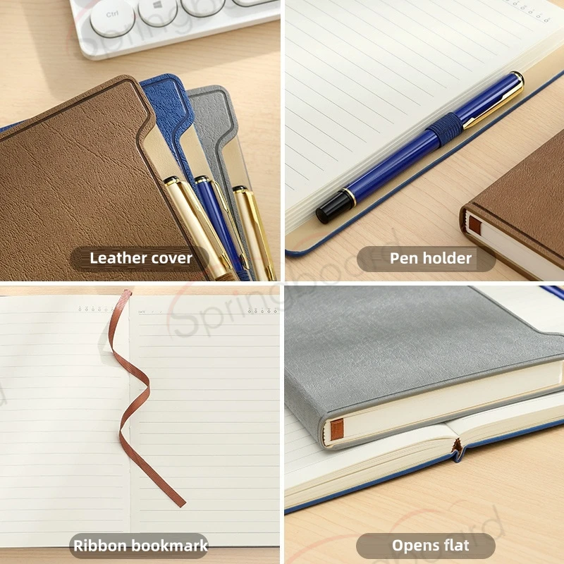 A5 B5 Business Notebook with Pen Holder Customization with Logo Assorted Cover Materials and Designs