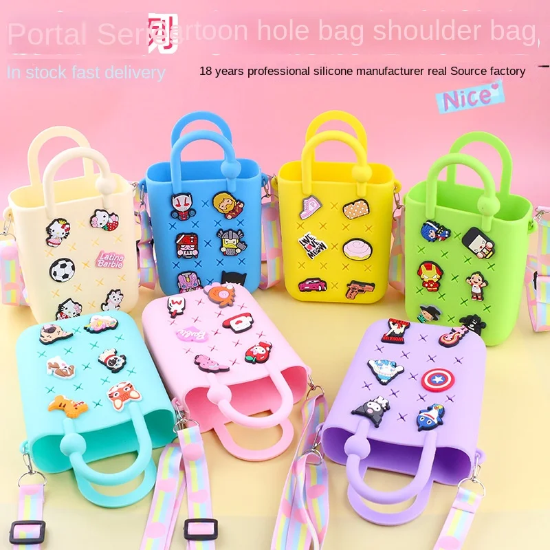 New cute mini Cartoon Silicone Crossbody Bag with DIY Portable Beach Bag for Children ladies outdoor kids Hot Sale Custom gift