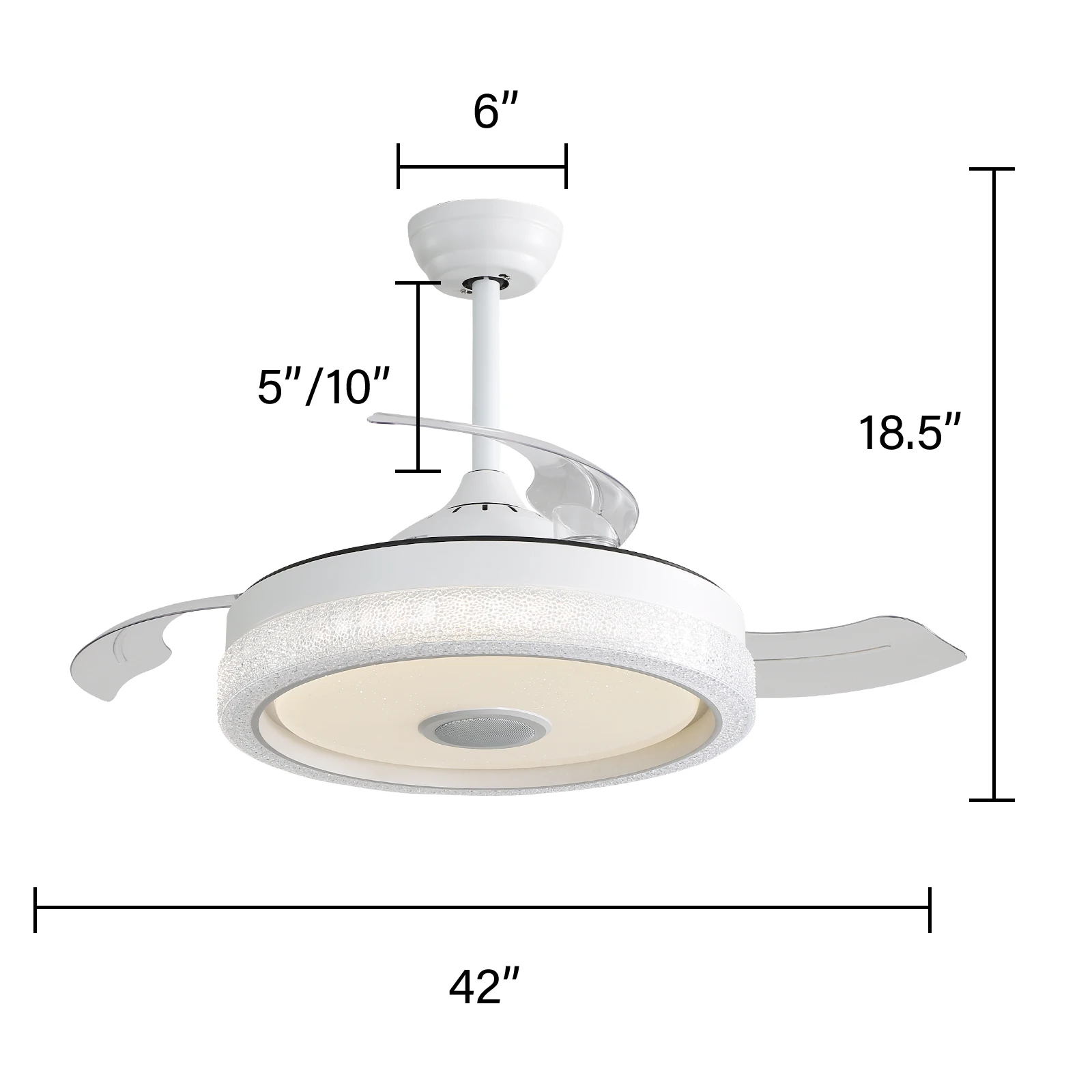 Modern Design Retractable 42 Inch Indoor App Control Music Speaker Ceiling Fan With RGB Light