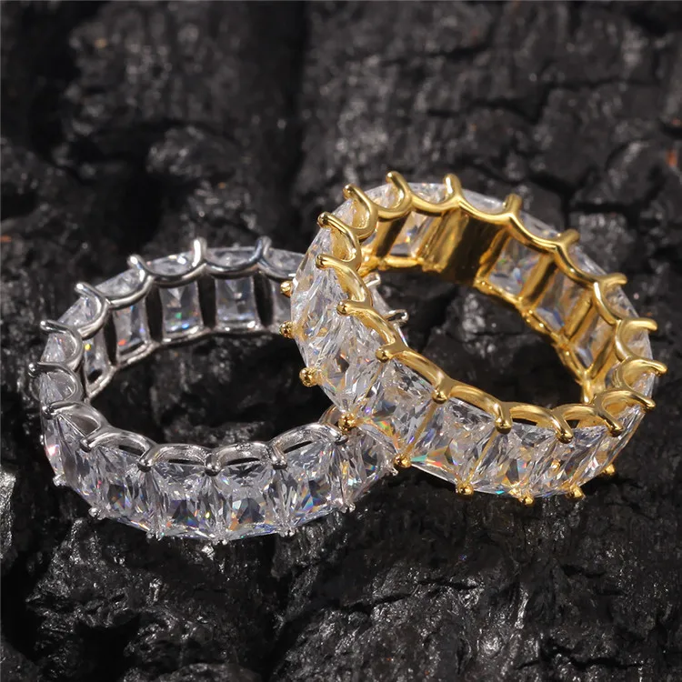 Hot Selling Women Accessories Cubic Zirconia Diamond Ring Baguette Eternity Rings