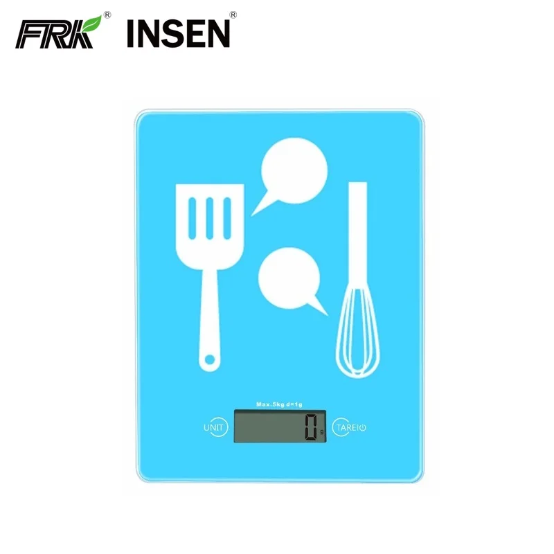 Square Vegetable Weighing Balance Tempered Glass Digital 5000G Kitchen Food Scale