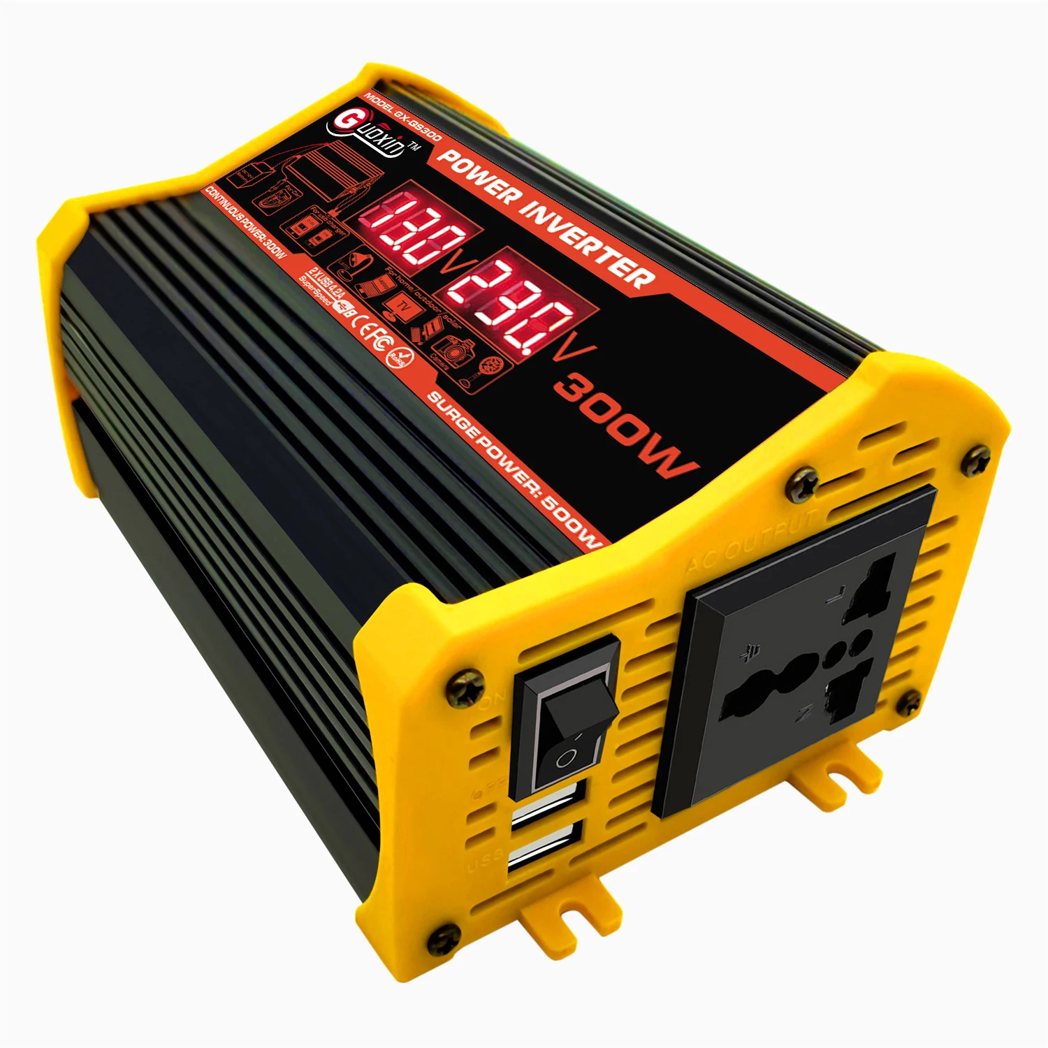 New Type Solar Inverter of 300W 12v Modify  Sine Wave Converter Max USB SGP Power Fan ROHS Protection Output Weight Cooling