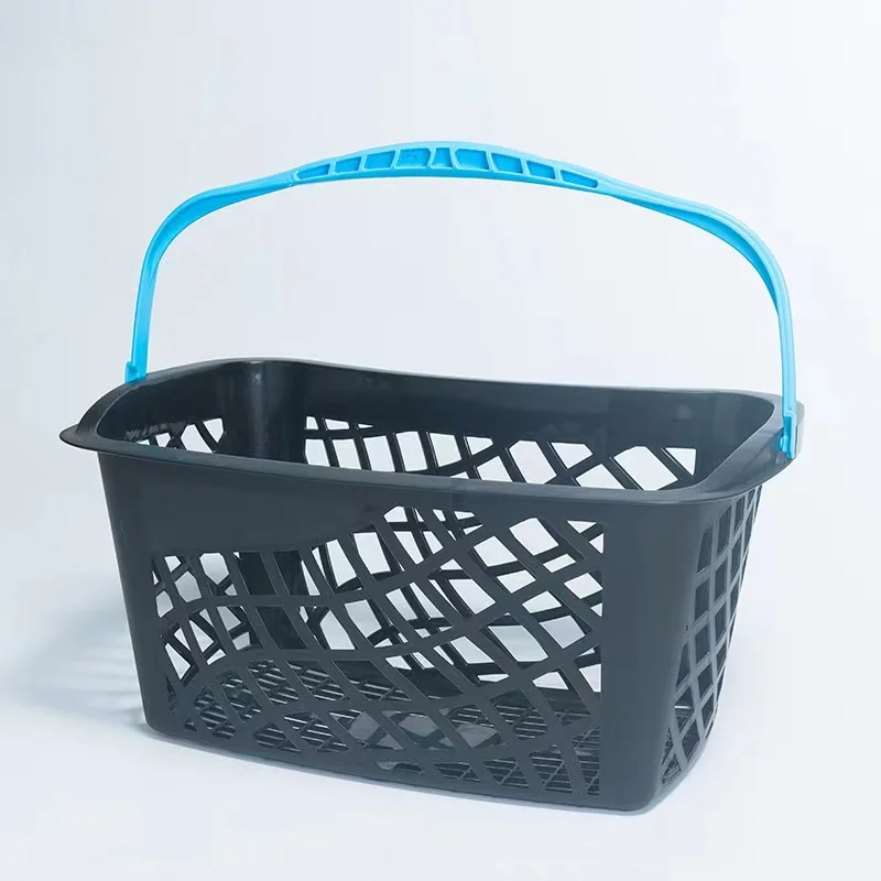 Wholesale Double Handle Black Plastic Mesh Supermarket Shopping Basket