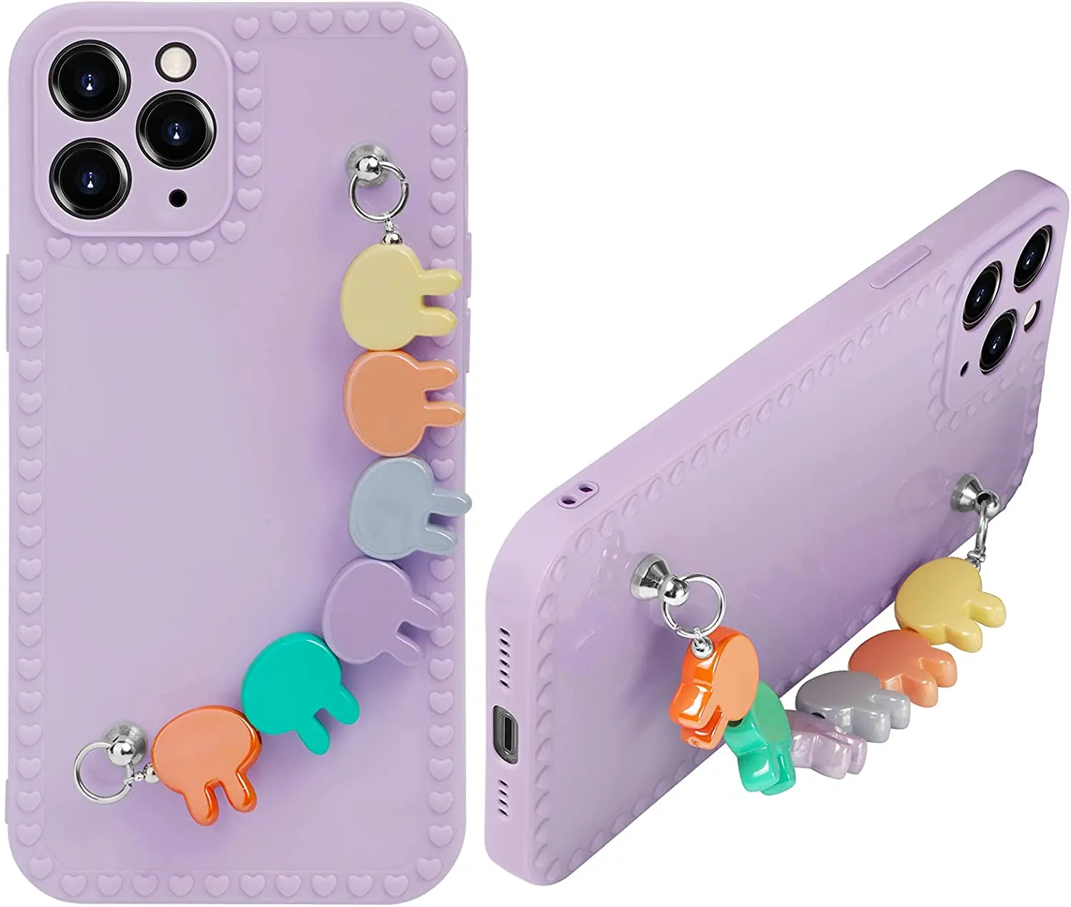 Luxury Candy Color Plating Love Cat Rabbit  Wrist Bracelet Chain Phone Case