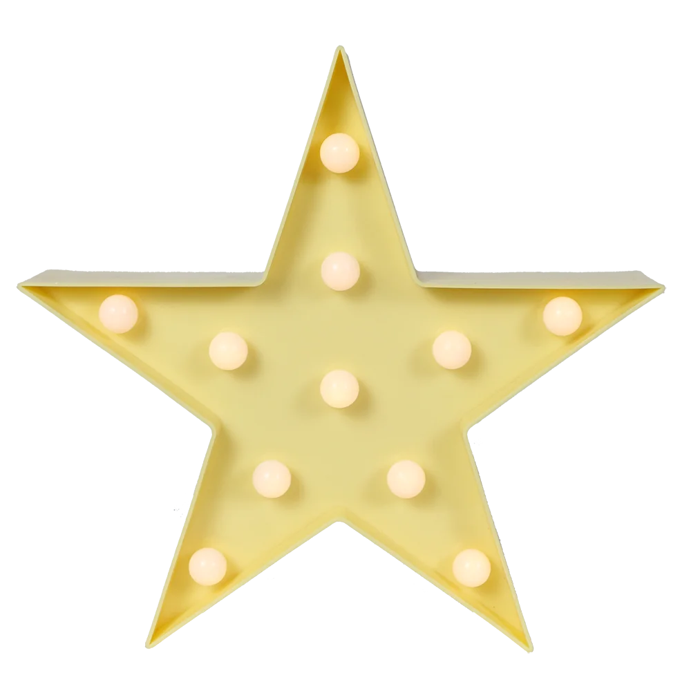 3D LED LIGHT Yellow star shape kids room decoration battery operated plastic light indoor use Marquee night light