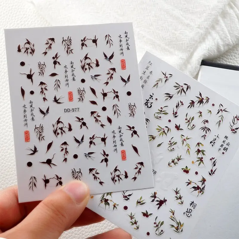 Neiss Winter White Snowflakes Nail Stickers Hollow Bowknot Design Christmas 5d nfc led nail sticker