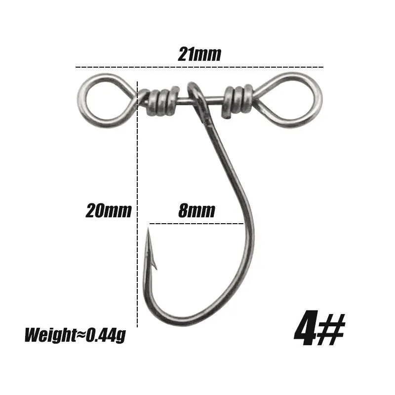 1# 4# 6# High Carbon Steel Drop Shot Hooks in-line Drop Shot Rig and Swivels