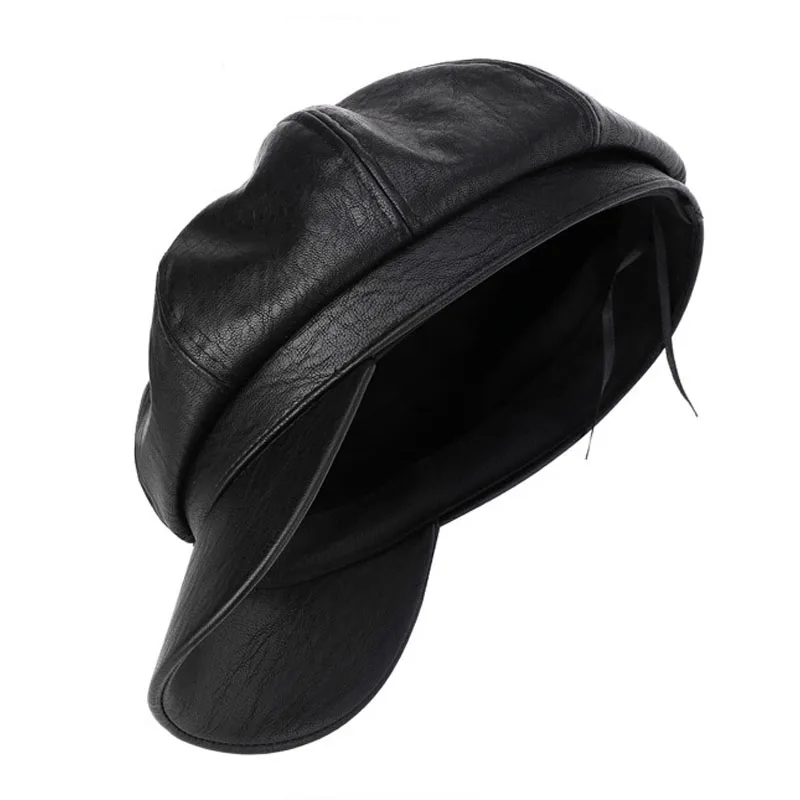 Autumn Winter Hats for Women Solid Plain Octagonal Newsboy Cap Men Ladies Casual PU Leather Hat Winter Beret Painter Cap