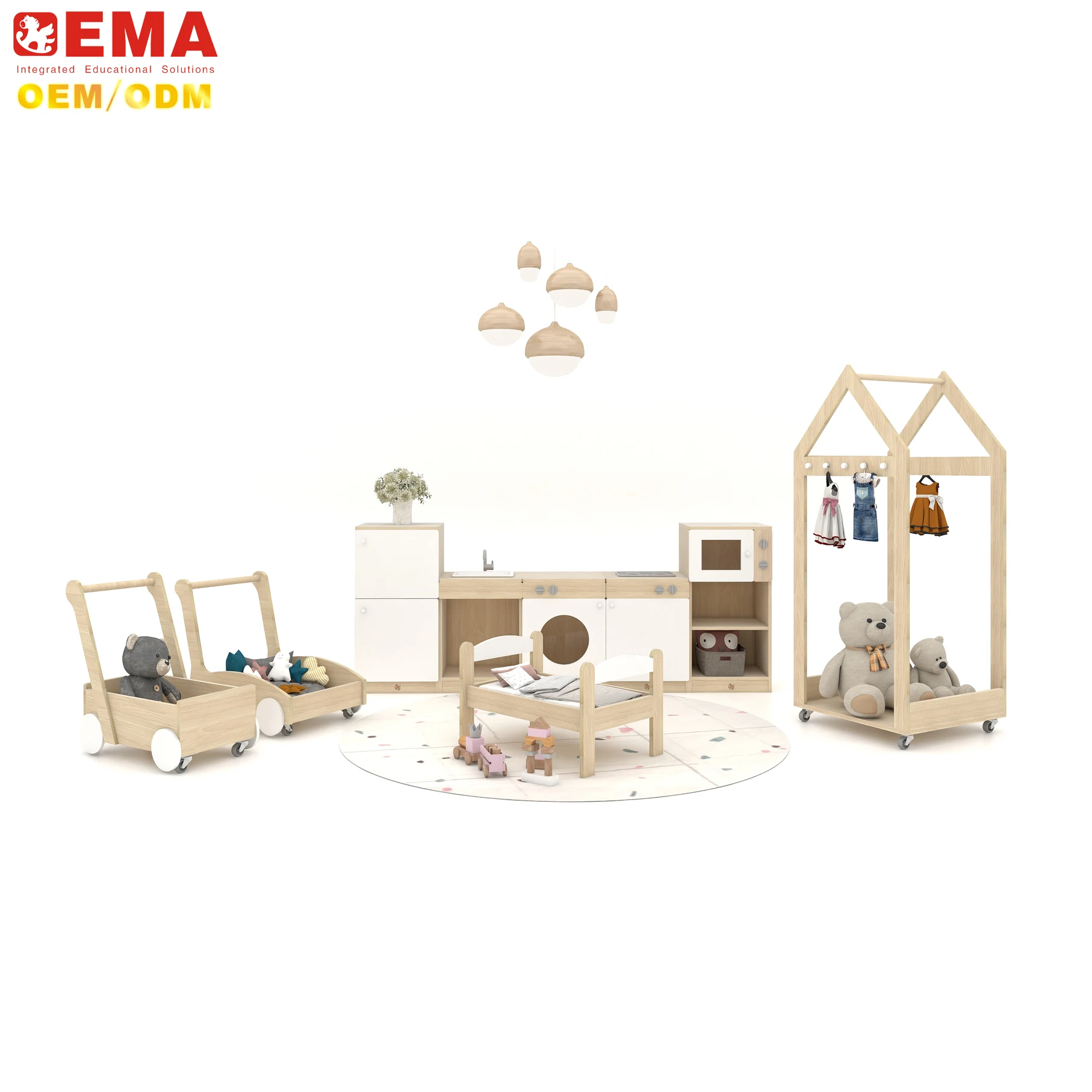 Ema Kindergarten Play Shop With Baskets & Crates Preschool Furniture Daycare Role Play Toddler Kitchen Montessori Set