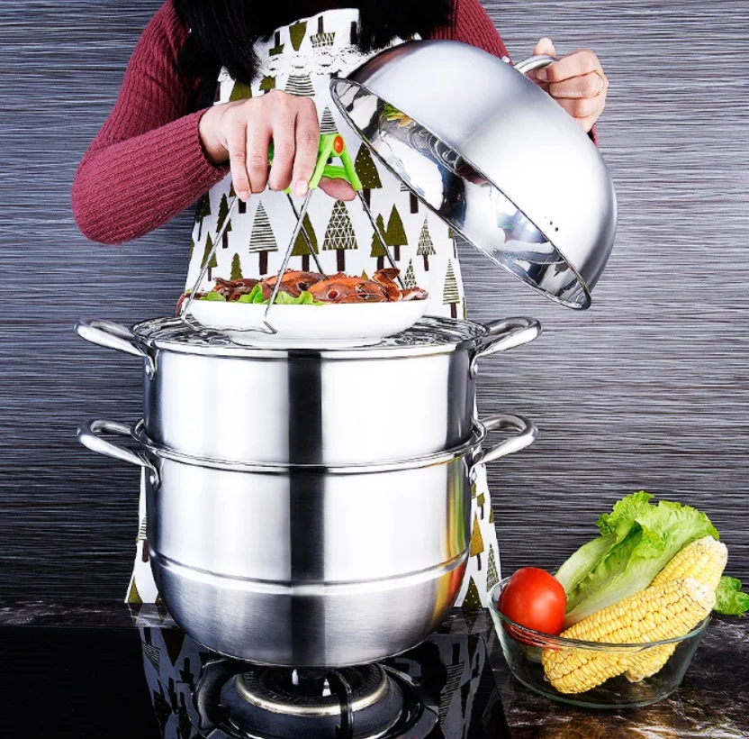 High performance stainless steel non stick large capacity kitchen cookware cooking steamer pot