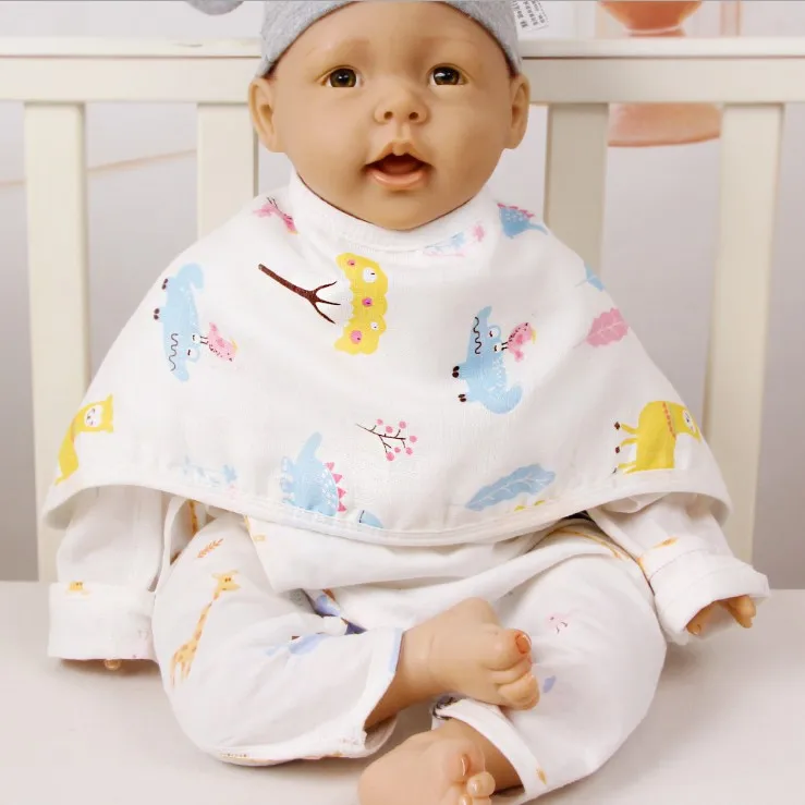 
Amazon hot selling Wholesale Ultra Soft Baby Burpy Bib Muslin Burp Cloth Bamboo Cotton 6Layers Bibs 