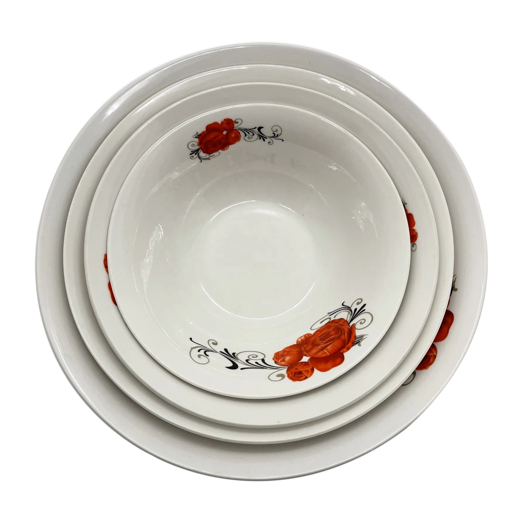 Wholesale Cheap Ceramic Salad Bowl Round Edge Porcelain Set for Middle East and Africa Market