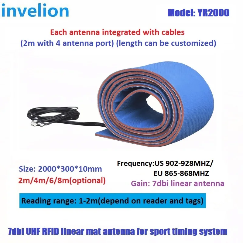 High Gain 7dbi Linear Mat Floor Antenna Waterproof UHF RFID Reader Bibtag Ankle Tag for Sport Timing System Long Range 1-2m 2w