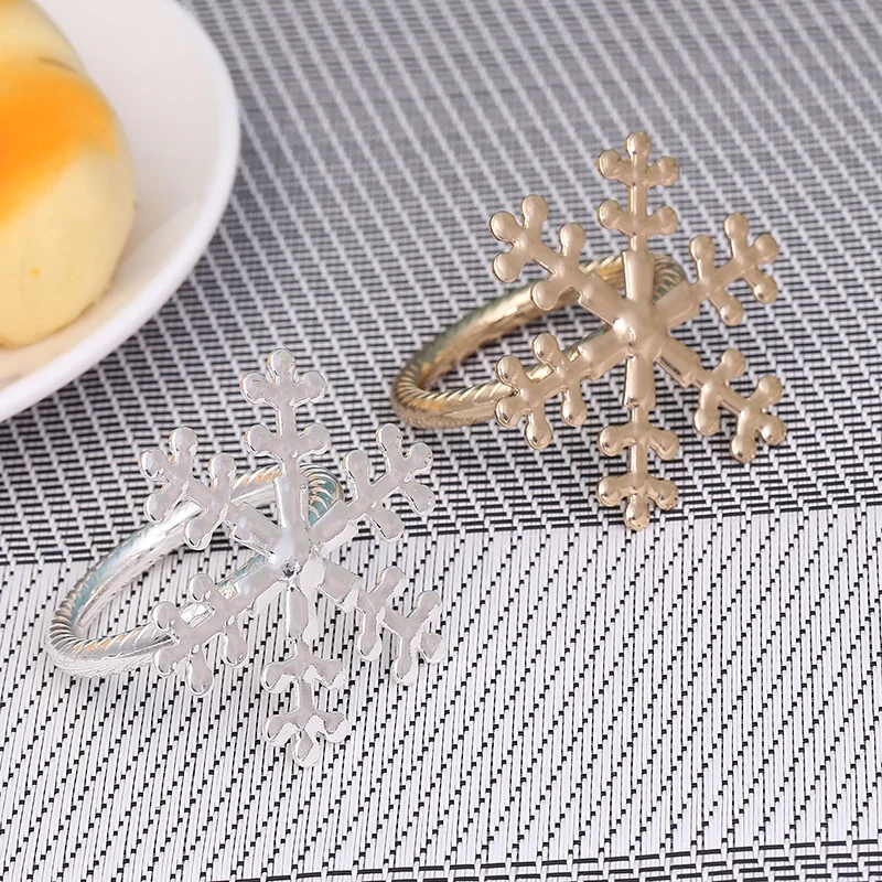 Christmas Napkin Ring Gold and Silver Custom Snowflake Style Napkin Holder Rings